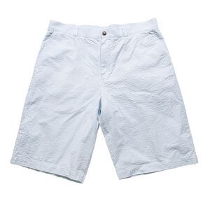 Lacoste Mens 36 Seersucker Shorts Blue White Stripe Bermuda Cotton EU 46